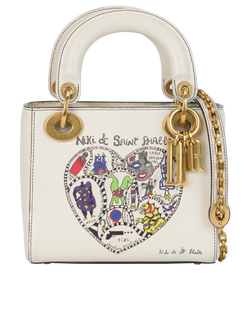 Mini Niki De Saint Phalle Lady Dior, Leather, White, 04MA1127, S, 2*